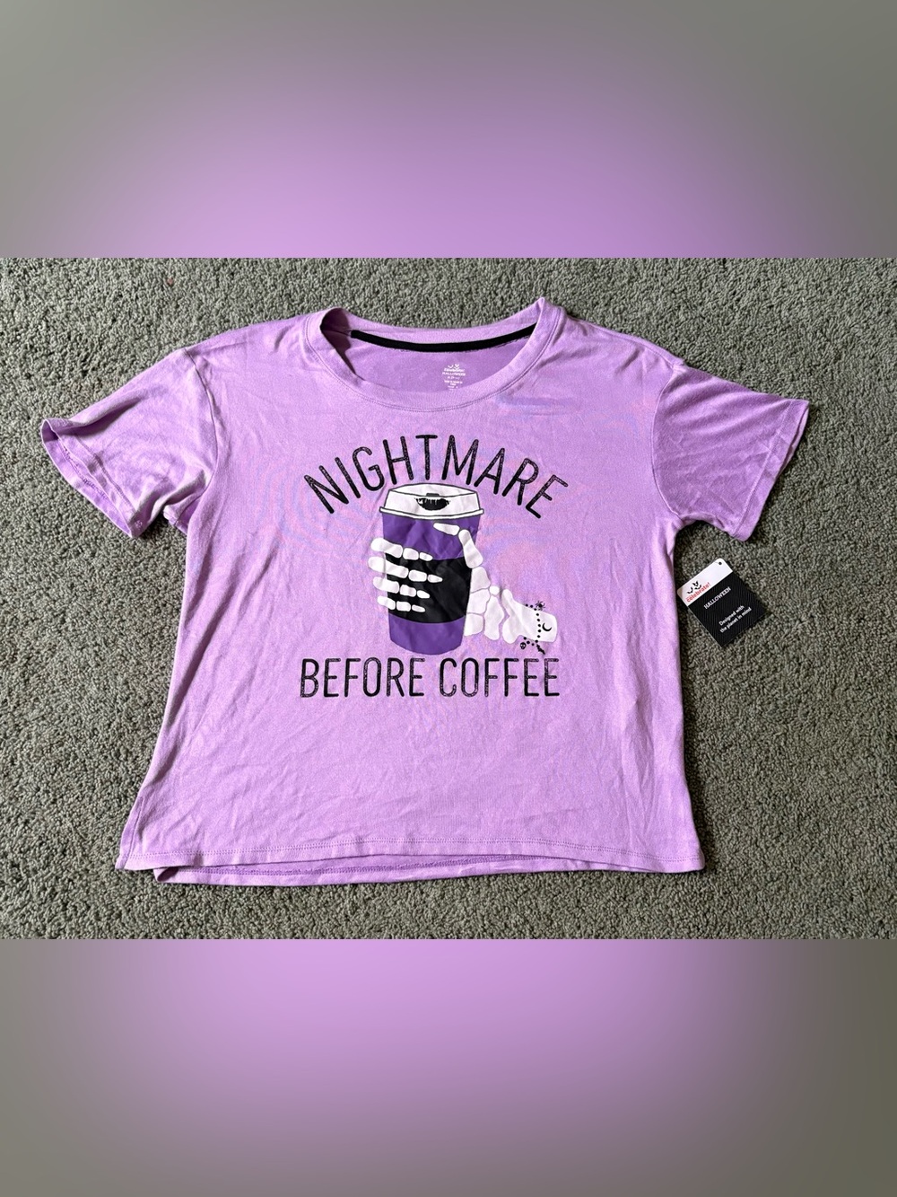 Way To Celebrate Halloween Sleep Shirt M (8-10) Nightmare Before Coffee NWT
